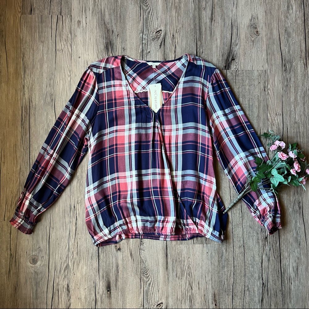 reCreation | Plaid Wrap Top